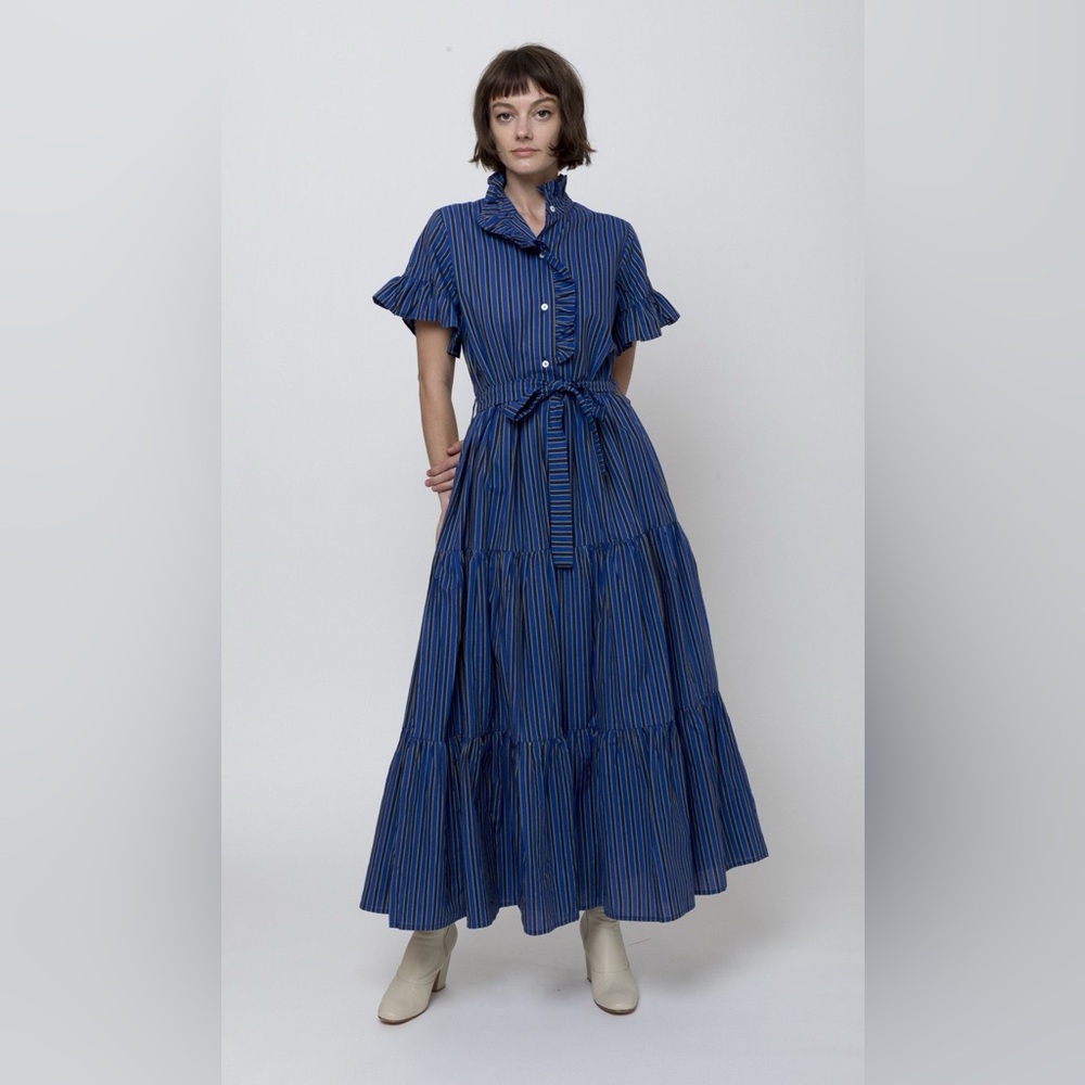 Mille Victoria Dress in Cobalt Stripe. Size Medium. Worn once.
